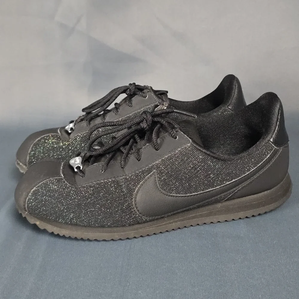 Nike Cortez Glitter Green And Black Youth Sneakers Size‎ 5Y AA3498-002